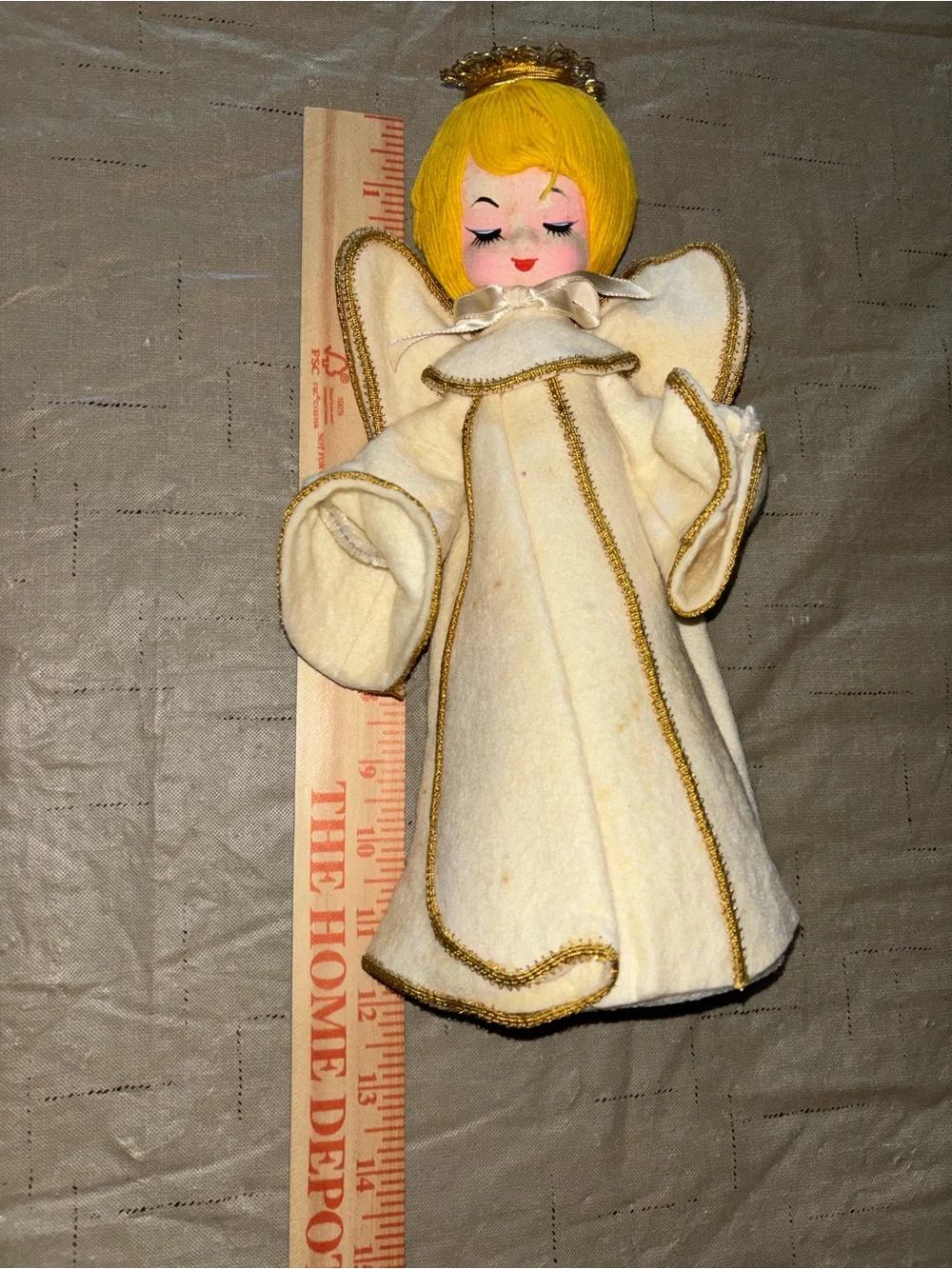 Vintage Plush Christmas Angel Tabletop Decoration 11”